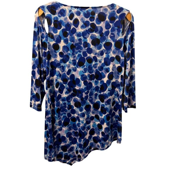 Nygard Blouse Sz S Blue Asymmetrical Hem Tunic Top 3/4 Sleeves Blouse - Picture 6 of 12